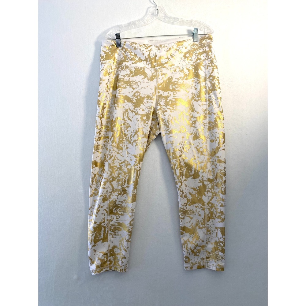 Lilly Pulitzer Luxletic Gold Foil White Marble Leggings XXL Activewear Crop